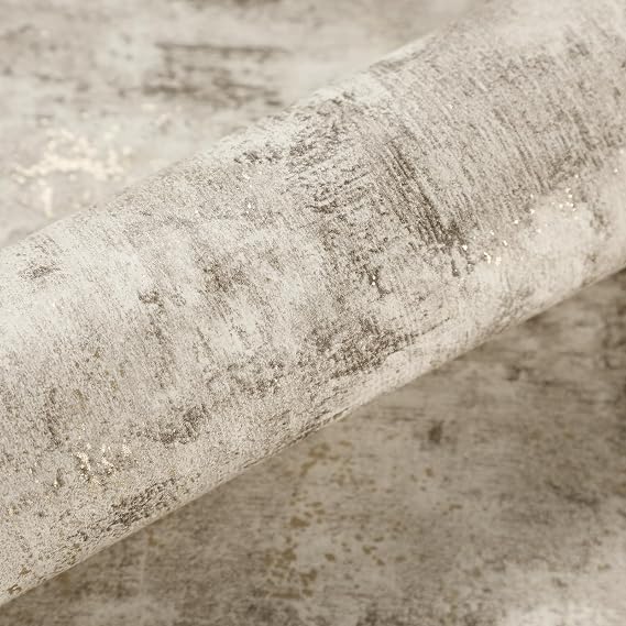 Cream Concrete Effect Wallpaper, Beige Metallic Cement Textured Wallpaper, Retro Decorative Luxury Wall Paper Roll for Bedrooms Living Room Hallway Feature Wall