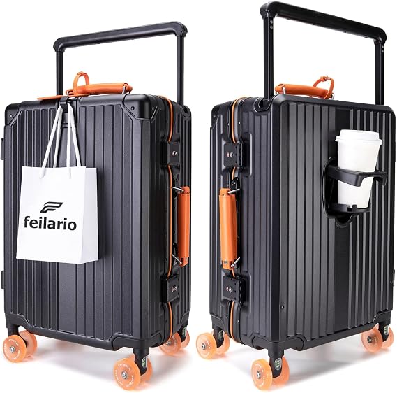 feilario PC Carry On Luggage, Aluminum Frame Wide Handle, TSA Lock