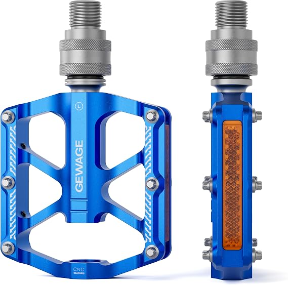GEWAGE Quick-Release Bicycle Pedal 9/16" – Removable CNC Aluminum Platform Pedal with 8 Anti-Slip Pins & Reflectors for Folding Bikes, Fixies, Singlespeed & City Bikes