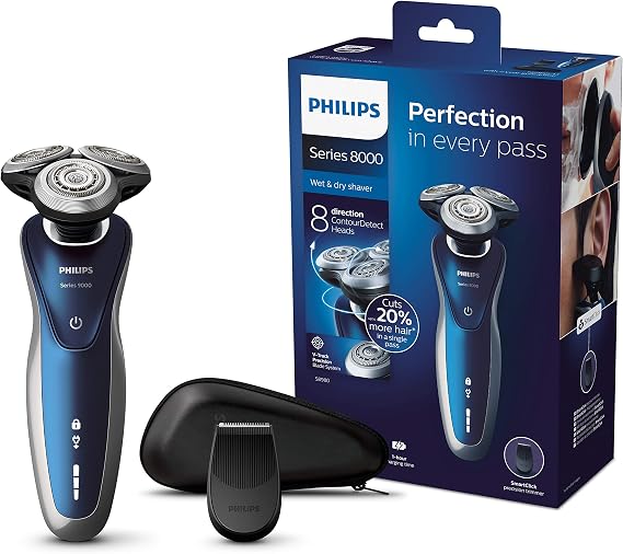 Philips S8980/13 Series 8000 Electric Wet and Dry Razor (V-Track Precision Blades, Precision Trimmer)