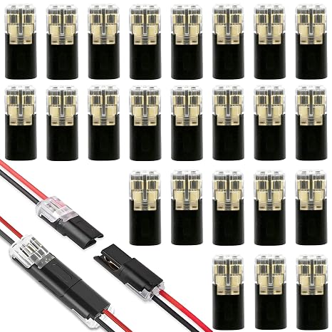 Terminal block CTRICALVER 2-pin branch connector Simple and high-speed wiring installation Branch wiring connection Thin line LED terminal block D2-transparent 24 pack