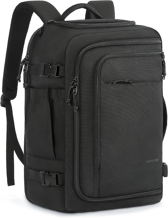 LIGHT FLIGHT Travel Backpack Carry On Flight Approved TSA Friendly Backpack Water-resistant Lightweight Business Large Weekender Bag Casual Daypack 15.6" Laptop Backpack for Men Women,Black