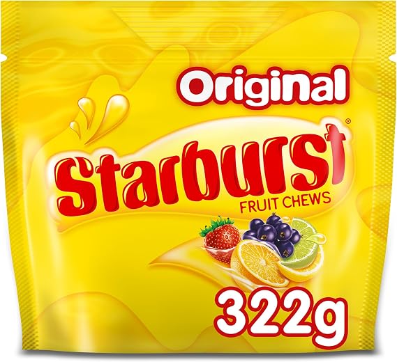 Starburst Original Fruit Chews Sweets, Wrapped Party Candy Pouch Bag, 322g, 1 Count