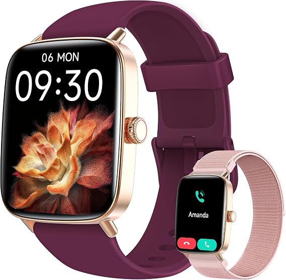 Smart Watch for Women Men, 2025 New Smartwatch (Answer/Make Call) for iPhone/Android, 1.85" HD 60+FPS Screen Fitness Tracker with 110+ Sport Modes, Sleep/Health Monitor, IP68 Waterproof, with 2 Bands