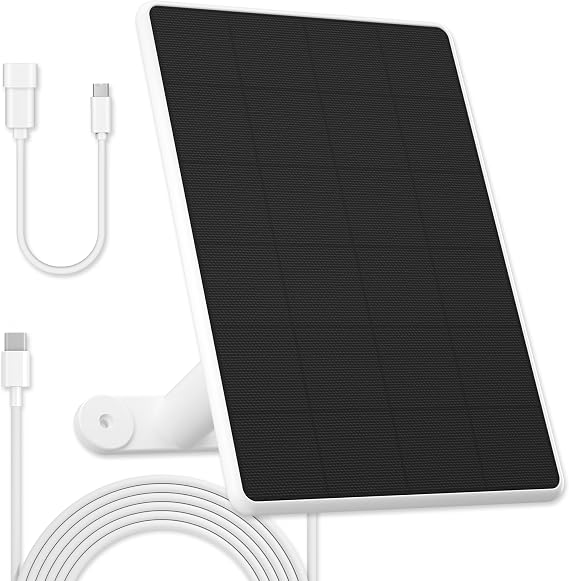 Solar Panel for eufy Security Camera, eufyCam E, 2/2 Pro, 2C/2C Pro, 6W Solar Charger for SoloCam E20/E40 Spotlight, 10ft USB-C Cable for eufy, with Micro USB & Rubber Plug, Waterproof, 360°