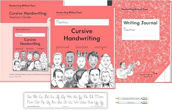 Handwriting Without Tears 3rd Grade Cursive Set, Workbook/Guide/Journal | Includes workbook, writing journal, teacher's guide & desk strips for ages 8+, builds cursive fluency, tutoring, home, OT