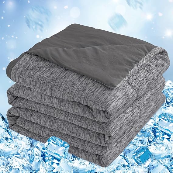 CHOSHOME Cooling Comforter Cooling Blanket, Q-Max 0.45 Cool Sleeping Summer Blanket for Hot Sleeper Night Sweats, Cal King 96" x 102", Black