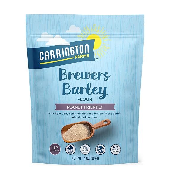 Carrington Farms Brewer's Barley Flour High Protein, Fiber & Iron, Nutrient-Rich, Baking & Cooking Blend with Traditional Wheat Flour for Nutritional Boost,14 Oz