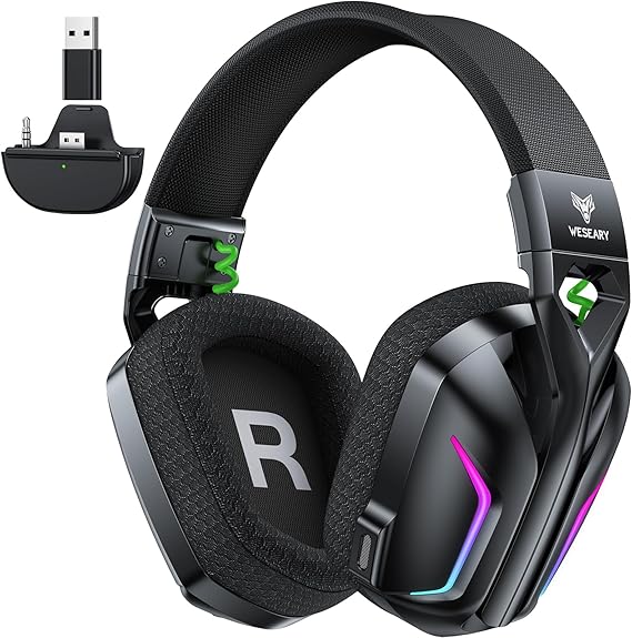 WESEARY Wireless Gaming Headset for Xbox Series X|S, 2.4GHz Ultra-Low Latency Headset with Noise Cancelling Mic for PC, PS5, PS4, Switch, Mac, 3D Surround Sound, Bluetooth 5.4, 50H Battery, 2 Pack
