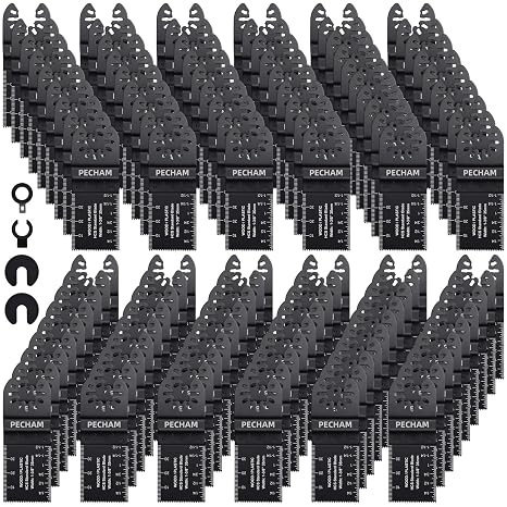 Oscillating Tool Blades, PECHAM 110PCS Universal Wood Metal Oscillating Multitool Quick Release Saw Blades Fit Porter Cable Black & Decker Rockwell Ridgid Ryobi Milwaukee Chicago