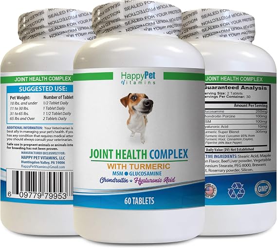 Joint Chews for Large Dogs - Joint Health Complex with Turmeric for Dogs - with MSM and Turmeric - Hip Support - Turmeric for Dog - 1 Bottle (60 Tablets)