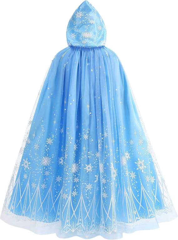 Girls Princess Cape Kids Snowflake Hooded Cloak Play Costume Halloween Party Outfit
