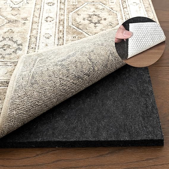 Deep Dream 1/4" Thick Felt and Natural Rubber Backing Rug Pad - Non Slip Carpet Gripper for 8 x 10 Ft Area Rugs - Protective Cushioned Pads for All Floors