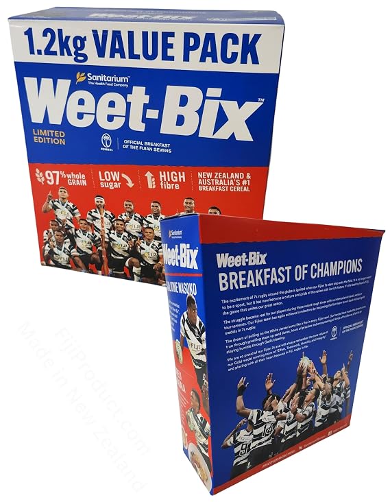 97% WholeGrain Cereal Weet-Bix Biscuits (VALUE PACK 2 x 1.2 Kg Box) By Sanitarium New Zealand, Offical Breakfast of The FIJIAN Sevens Rugby - New Limited Edition