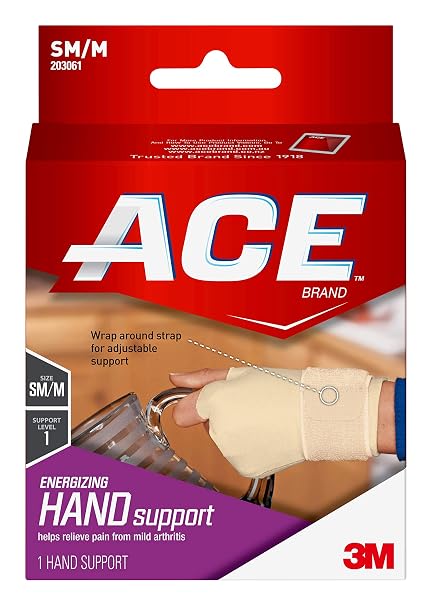ACE Energizing Hand Support, Small/Medium, Beige, 1/Pack