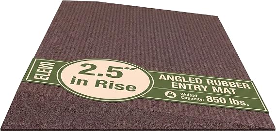 ELEVII Angled Entry Mat, Non-Slip Rubber Mat, Brown, 2.5 in