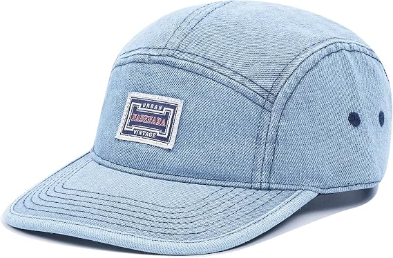 Croogo 5 Panel Baseball Cap Denim Cotton Dad Hats Classic Flat Bill Caps Casual Snapback Cap Vintage Cityboy Style Camp Cap