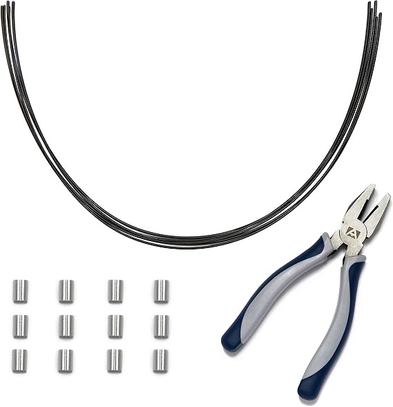 Cable Organization, DIY Tether Kit - Customizable Cable Tethers for Computers, Adapters & Dongles - Easy Self Installation Tether Cables with Free Crimping Tool (Black 5 Pk, 12 inch)