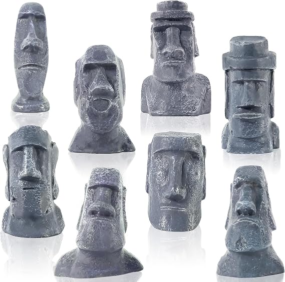 8 Pcs Small Easter Island Figurines 2.5 Inch Easter Island Head Statues