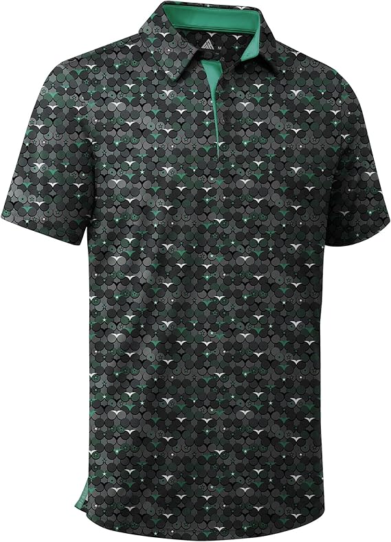 ZITY Men's Golf Shirts Short Sleeve Print Patterns Casual Collared Polo