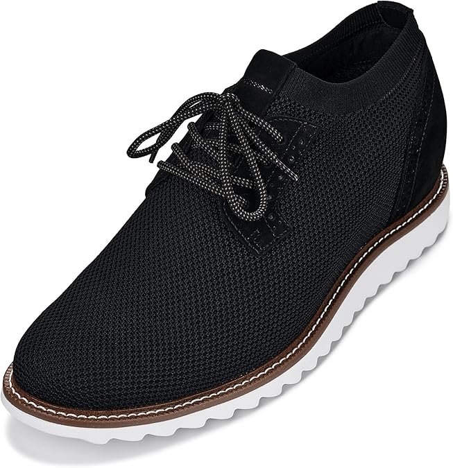 CALTO Men's Invisible Height Increasing Elevator Shoes - Lightweight Lace-up Casual Derby - 3.2 Inches Taller