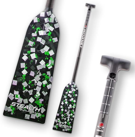 Hornet Watersports Dragon Boat Paddle - Stealth Green - Adjustable Carbon Fiber Dragon Boat Paddle - IDBF Approved