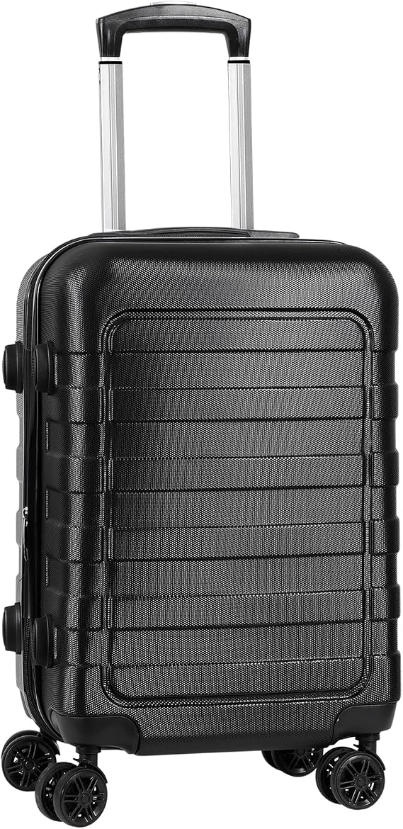21 Inch Carry On Spinner Luggage, Hard Side Expandable Luggage with Wheels Lightweight Travel Luggage Height Adjustable Handle, Black