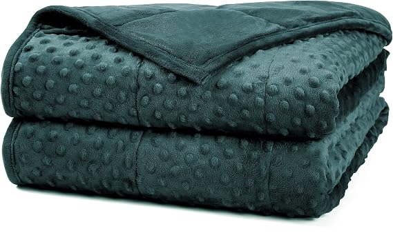 Alomidds Weighted Blanket, Luxury Velvet Weighted Blankets,Warm and Breathable Soft and Comfort Minky, Cute Heavy Blanket with Premium Glass Beads (36"x48" 5LBS, Green)