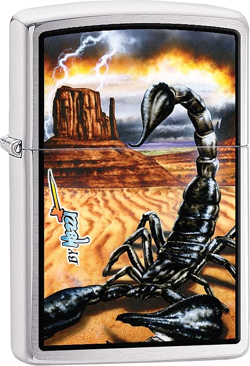 Zippo Lighter - Mazzi Scorpion in Desert with Lightning