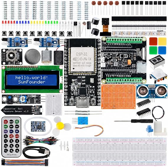 SunFounder ESP32 Ultimate Kit (Arduino Compatible),ESP32-CAM,RoHS Compliant,Python,C,Scratch,English Video Courses,IoT for Beginners and Engineers,ESP32 Board Board