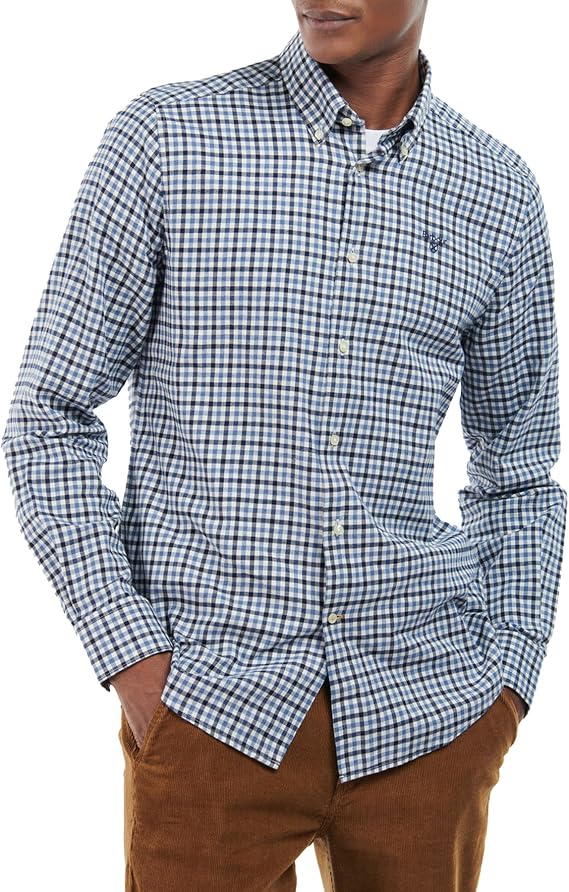 Barbour Finkle Tailored Gingham Shirt Navy XX Large, Blue