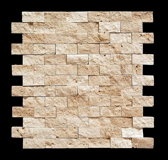 Light 1 X 2 Split Face Travertine Mosaic Tile