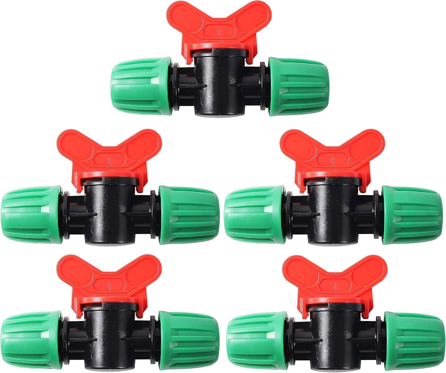 Adhere to Fly 5 Pcs Drip Irrigation Switch Valve for 12 Inch Drip Tubing12" ID x 0.6-0.63" OD 16mm Barbed Locking Fitting Gate Valves