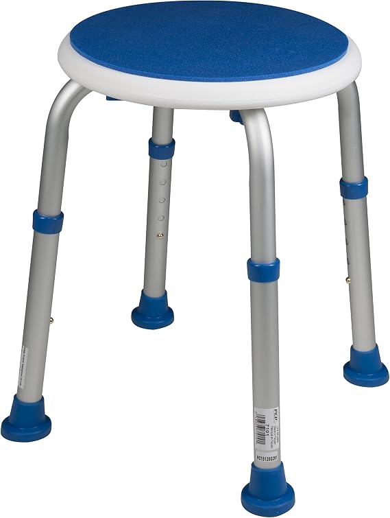 PCP Bath Bench Shower Safety Support Stool, Lightweight Small Space, Foam Padded Round Non-Slip Top