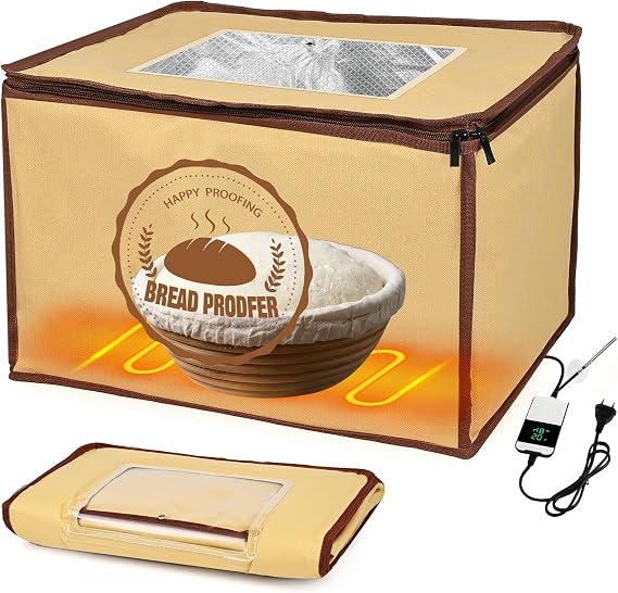 Bread Fermentation Box Sourdough Bread Fermentation Box with Heating and NTC Temperature Sensor Foldable Fermentation Box for with Adjustable Temperature and Timer for Pizza Natto Yogurt