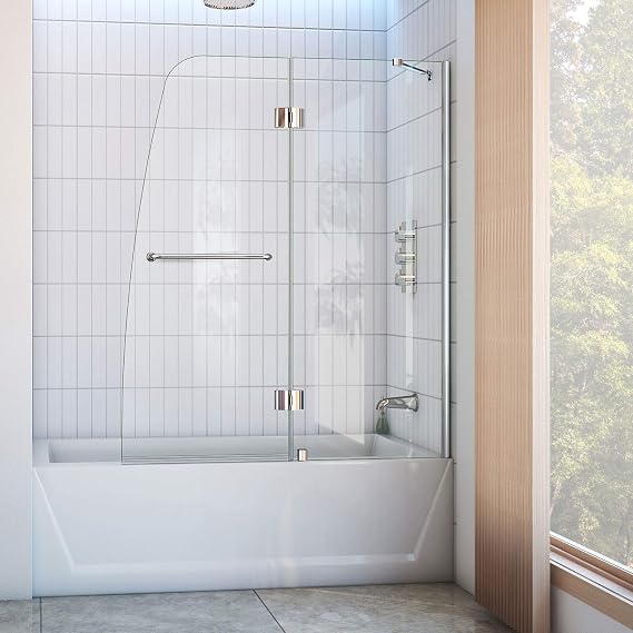 DreamLine Aqua 48 in. W x 58 in. H Frameless Hinged Tub Door in Chrome, SHDR-3148586-01
