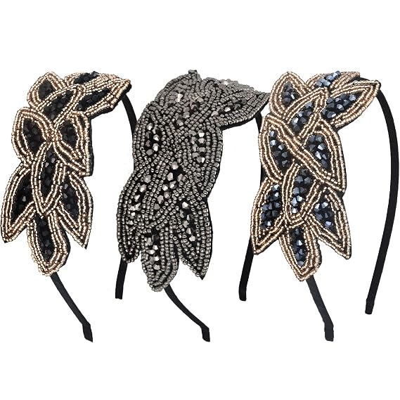 Tatuo 3 Pcs 1920s Flapper Headbands for Women Vintage Headpiece Accessories