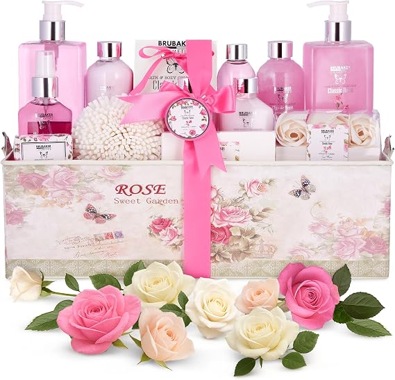 BRUBAKER Cosmetics 'Classic Rose' 17-Pieces Bath Set in Vintage Gift Box