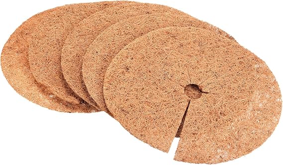 PATIKIL Coconut Fiber Mulch Ring Mat 12 Inch, 5 Pack Coco Coir Tree Protector Root Soil Cover for Indoor Outdoor Potted Plants