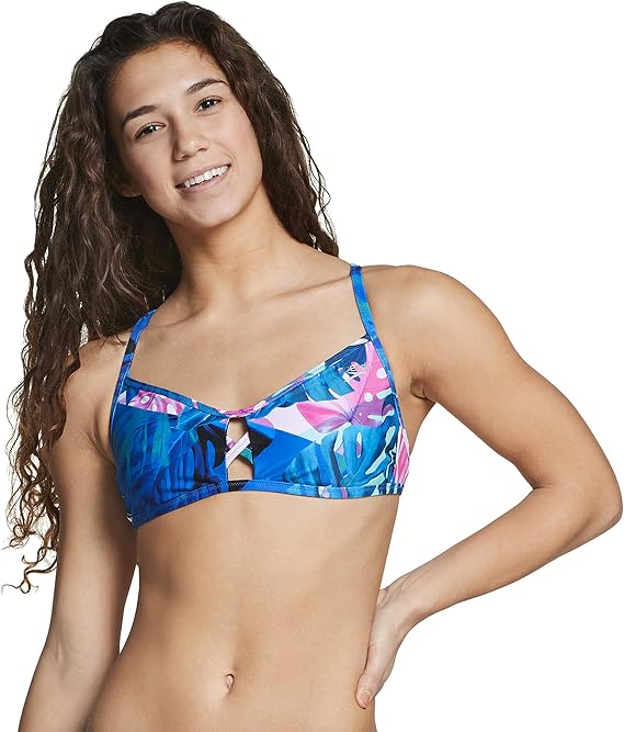 Speedo Womens Swimsuit Top Bikini Endurance Lite Tie Back Print