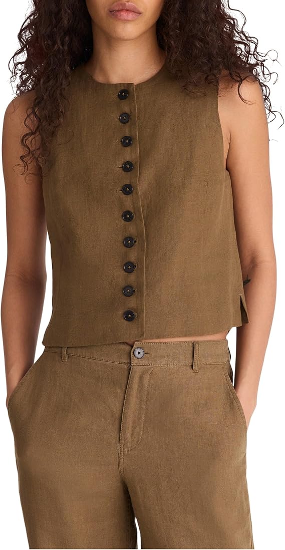 Madewell Button-Front Shell Top in 100% Linen