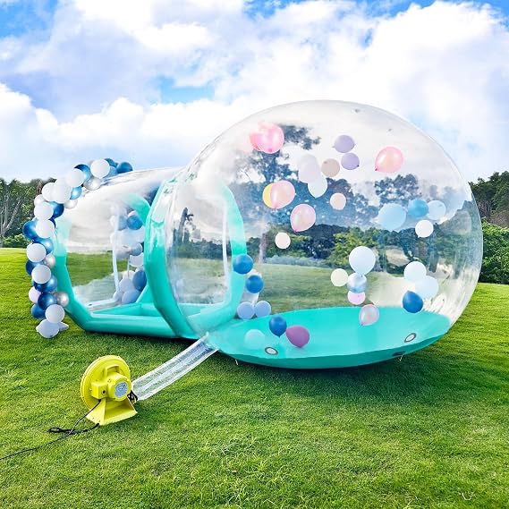 Inflatable Bubble House, Clear Inflatable Bubble Dome Tent with Blower & Pump, Commercial Grade PVC Waterproof Garden Tent with Tunnel for Kids, Party, Commercial Use