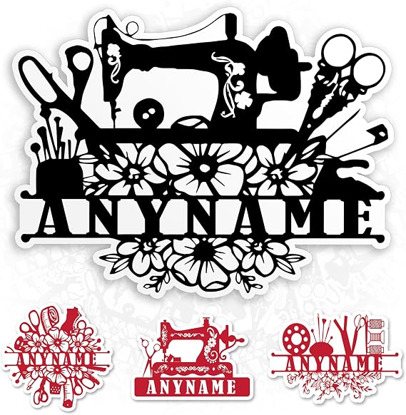 Personalized Sewing Sticker Custom Tailor Room Shop Name Decal Stickers Sewing Lovers Waterproof Die-Cut Vinyl Sticker for Kindle Laptop Water Bottle Hard Hat Funny Sticker Gifts