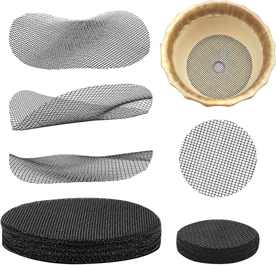 100 Pcs Flower Pot Hole Mesh Pad, Rounds Plant Drainage Screens Gasket, Plastic Drainage Hole Pot Bonsai Mesh, Bonsai Bottom Grid Mat, Keep Soil from Flowing Away (2 inch & 4 inch)