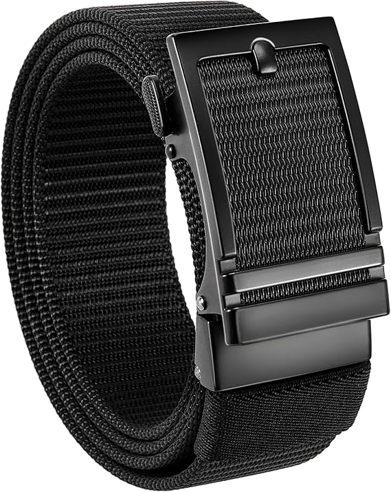 CHAOREN Nylon Ratchet Belt Men - 1 3/8" | Casual Golf Web Mens Belt - Automatic Adjustable Buckle Fit Jeans - 35mm