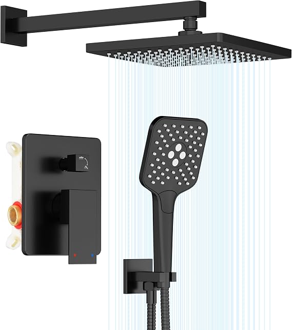 Gabrylly Shower System, 10" Shower Faucet Set with Handheld,Matte Black