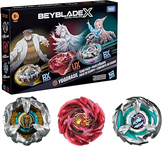 Beyblade X Yggdrasil Team Pack, 3 Takara Tomy Tops, Anime Battling Tops Game Toys, Ages 8+