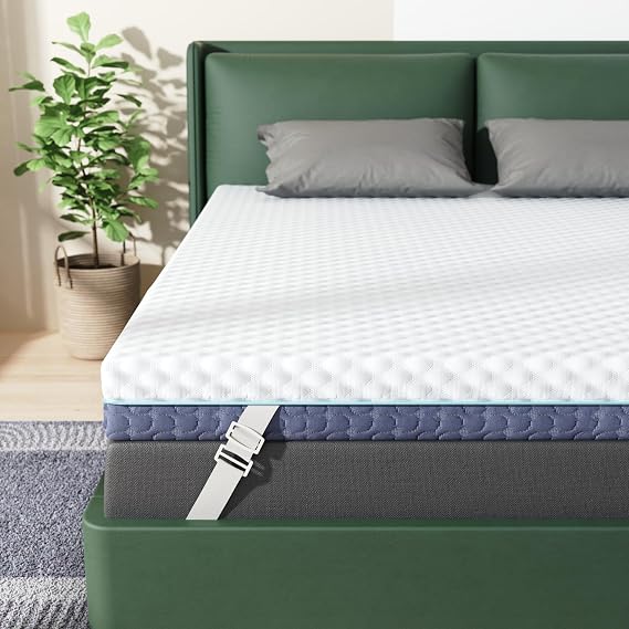 Releep 2" Memory Foam Mattress Topper, Queen Size, Soft Mattress Topper for Back Pain Relief, Orthopedic Bed Topper with Double-Sided Breathable Cover, 5-Zone Ergonomic Design, CertiPUR-US Certified