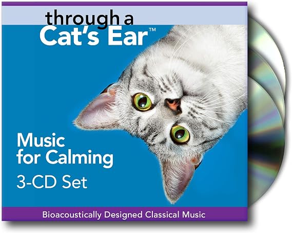 iCalmPet | Through a Cat's Ear: Music for Calming | 3-CD Box Set | 3-hrs |Simplified Classical Music lessens Feline Anxiety and enhances Environmental Enrichment