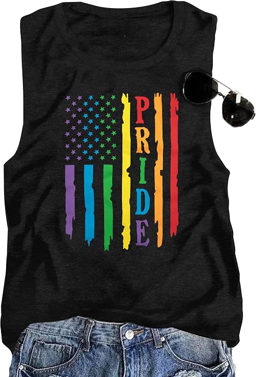 Pride Tank Tops for Women Rainbow Graphic Shirts Vest LGBT Flag Tee Gay Pride T-Shirt Ally Sleeveless Tops